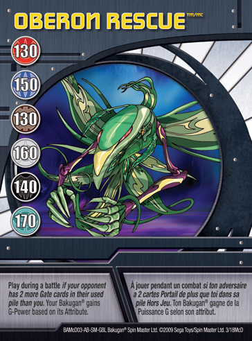 3McD Oberon Rescue Bakugan 1 18McD Promo Card Set