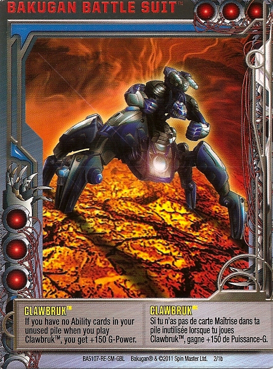 2 1b Clawbruk Bakugan 1 1b Battle Suit Card Set